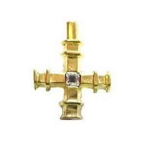 Vintage Rhinestone Cross ESPO Gold Plated PEARLS BEAD NECKLACE ENHANCER Pendant